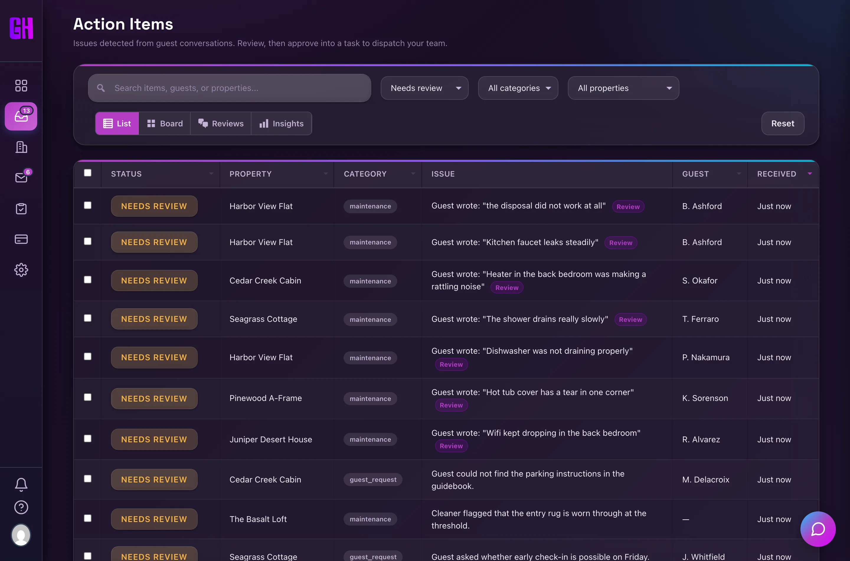 Action item queue