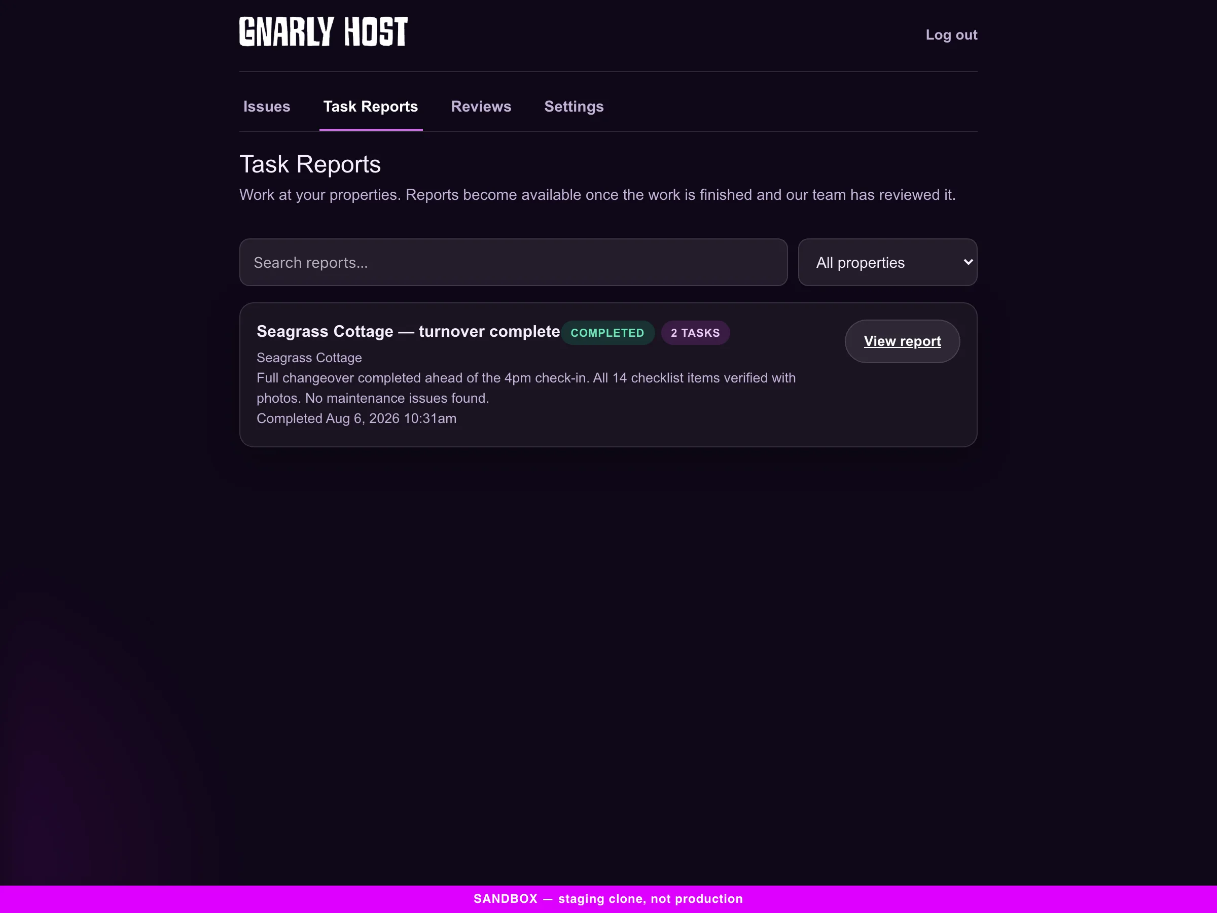 Owner portal reports